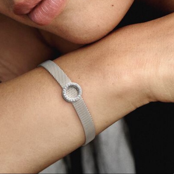 Pandora Mesh Brace with Pave diamond Charm
